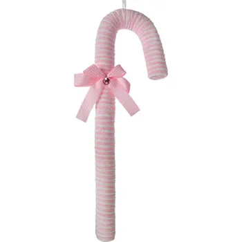 Vánoční ozdoba Vánoční ozdoba cukrová hůlka Candy Cane růžová pruhovaná L – 56 cm