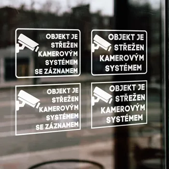 Samolepicí dekorace na vozidlo Samolepka Objekt je střežen kamerovým systémem - 10x7 , Objekt střežen kamerovým systémem se záznamem