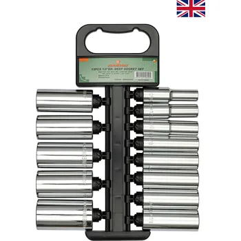 Gola hlavice Nástrčné hlavice 1/2”, palcové, 6hranné, prodloužené, 13 ks, lišta - JONNESWAY S05HD4213S