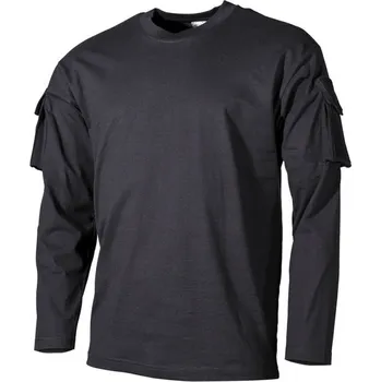 Pánské oblečení MFH int. comp. Triko taktické s VELCRO panelem a kapsou na rukávu ČERNÁ XXL ČERNÁ - BLACK