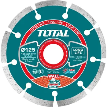 Řezný kotouč Kotouč diamantový řezný segmentový, Fast cut, suché i mokré řezání, 125mm, industrial TOT