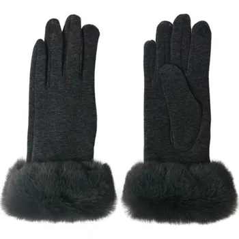 Rukavice Šedé dámské rukavice s kožešinkou Ellemijn – 8x24 cm