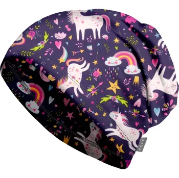 Čepice Unuo Dětská čepice fleecová Homeless Jednorožci XS (42-44 cm)