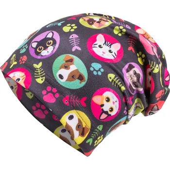 Čepice Unuo Dětská čepice fleecová Homeless Kočka pes Holka L (53-56 cm)