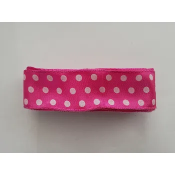 Stuha Taftová stuha 25mm - fuchsiová s puntíky - balení 2m