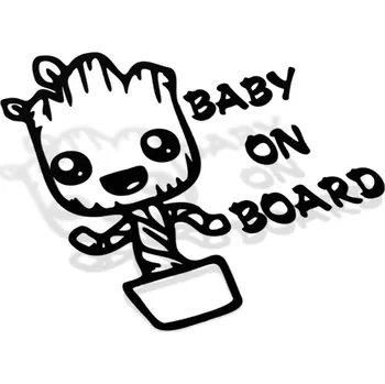Samolepicí dekorace na vozidlo Samolepka Baby On Board Dancing Groot - 10x10