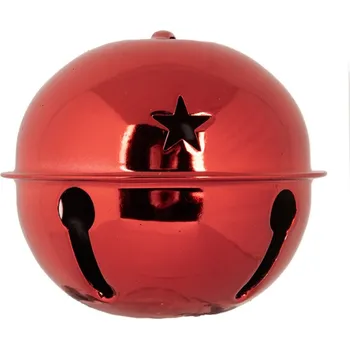 Vánoční ozdoba Vánoční kovová ozdoba červená rolnička M – 9x9 cm