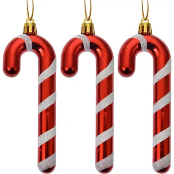 Vánoční ozdoba Vánoční závěsná ozdoba červená cukrová hůlka Candy Cane (sada 3 ks) – 4x1x13 cm