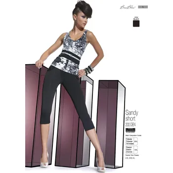 Dámské legíny SANDY SHORT 200den-leginy BasBleu black-černé 2-S (tříčtvrteční leginy zdobené v horní části kapsami s knoflíky)