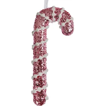 Vánoční ozdoba Vánoční závěsná ozdoba růžovo-stříbrná cukrová hůlka Candy Cane – 17 cm