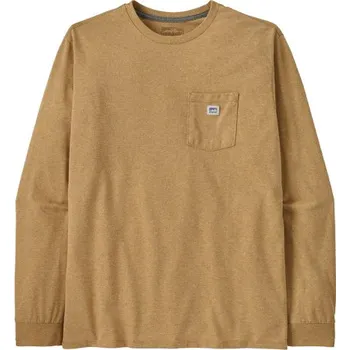 Pánské tričko Pánské tričko Patagonia LONG-SLEEVED SHOP STICKER POCKET RESPONSIBILI-TEE - světle hnědá XL