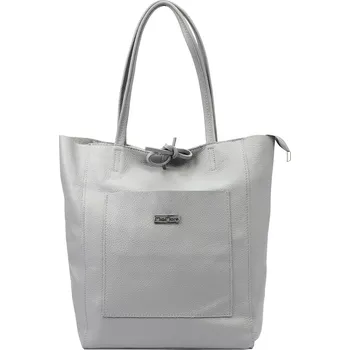 Kabelka Kožená kabelka přes rameno MiaMore 01-060 šedá