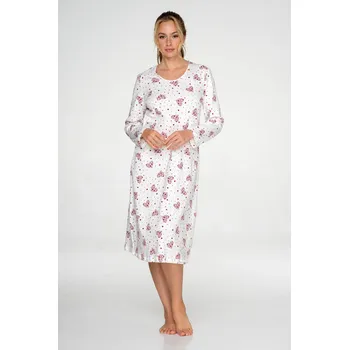 Dámské noční prádlo TIMO Timo | Bavlněná noční košile s dlouhým rukávem Burgundy Hearts - 3XL / 37