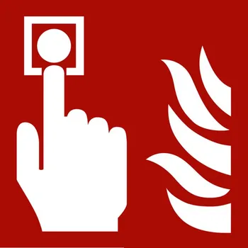 Značka požární ochrany Požární hlásič, ISO 7010, samolepicí fólie (tenká), 150 x 150 mm, BJ = 10 ks