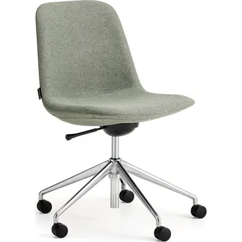 Jednací židle Židle LANGLEY, nízké opěradlo, s kolečky, broušený hliník//zelenošedá