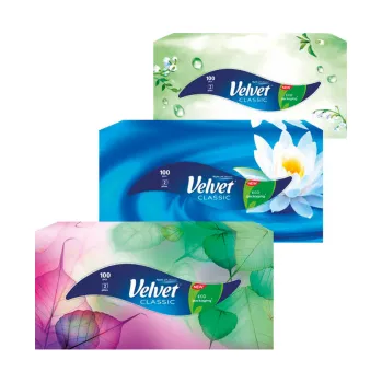 Kapesníčky papírové Velvet Classic - dvouvrstvé / 100 ks