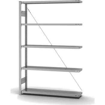 Dílenský regál Regál hofe, nástavné pole, 5 úrovní, křížová podpěra, zatížení pole 200 kg, 1310 x 335 x 2000 mm