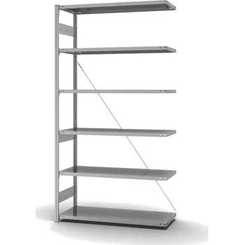 Dílenský regál Regál hofe, nástavné pole, 6 úrovní, křížová podpěra, zatížení pole 230 kg, 1310 x 535 x 2500 mm