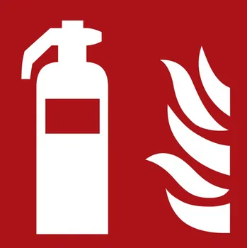 Značka požární ochrany Hasicí přístroj, ISO 7010, z hliníku, 300 x 300 mm, BJ = 5 ks