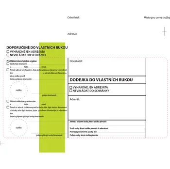 Obálka Krpa Envelope Obálka s dodejkou samopropisující (úřední psaní) vytrhávací,162x217, zelený pruh, do vl.rukou 1000 ks - krycí páska