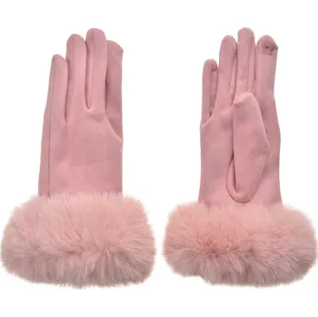 Rukavice Růžové dámské rukavice s kožešinkou Nannette – 9x24 cm