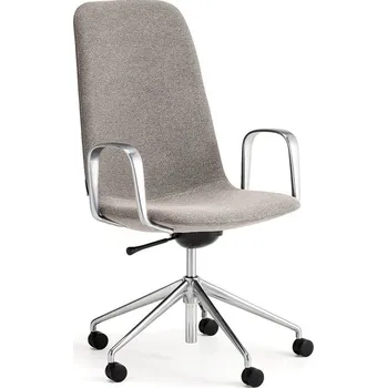 Jednací židle Židle LANGLEY, středně vysoké opěradlo, s kolečky a područkami, broušený hliník/taupe