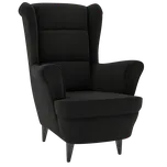 Křeslo ušák, relaxační, nohy tmavé, černá, ASTRID