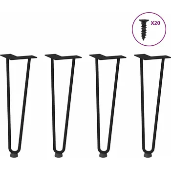 Konferenční stolek vidaXL Nohy na konferenční stolek ve tvaru vlásenky 4 ks, ocel, 42 cm, masivní ocel [4012421] Barva: Černá