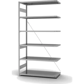 Dílenský regál Regál hofe, nástavné pole, 6 úrovní, křížová podpěra, zatížení pole 240 kg, 1310 x 635 x 2500 mm