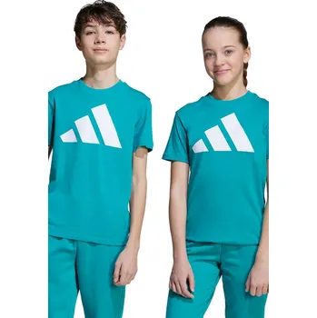 Dětská móda Dětské bavlněné tričko adidas JV9885 tyrkysová 66X, vel. 164