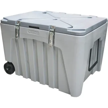 Úložný box Univerzální box z plastu (PE), šedý, uzamykatelný, s kolečky, objem 167 litrů