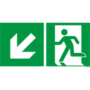 Bezpečnostní tabulka Únikový východ vlevo dolů, ISO 7010, fólie, 400 x 200 mm, BJ = 10 kusů