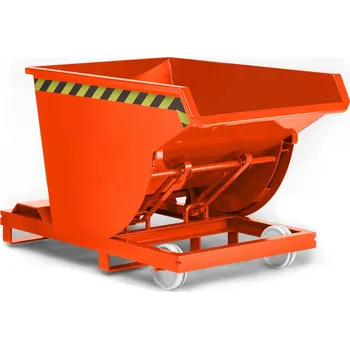 Přepravník Výklopná nádrž z oceli, s rolovacím mechanismem a kolečky, objem 300 litrů, oranžová
