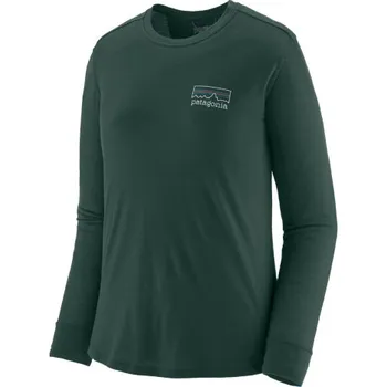 Dámské funkční tričko Patagonia LONG-SLEEVED CAPILENE COOL MERINO BLEND GRAPHIC SHIRT - tmavě zelená M