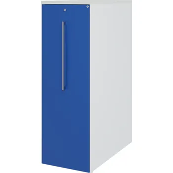 Jednací stůl Výsuvná skříň do kanceláře C+P Asisto, 430 x 800 x 1259 mm, světle šedá / enciánově modrá, levá