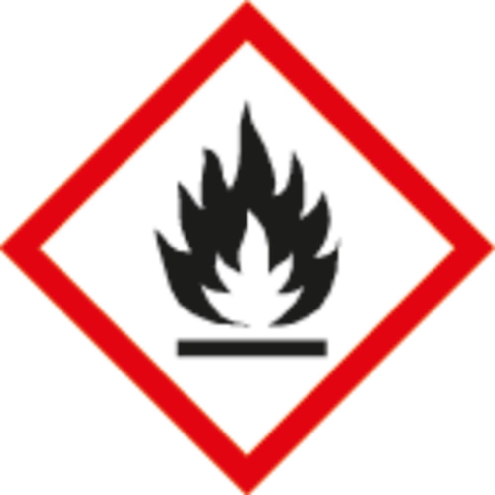 Chemický symbol nebezpečí GHS 02, hořlavé látky, samolepicí fólie, 37 x 37 mm, BJ = 10 x 12 kusů