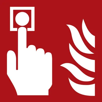 Značka požární ochrany Požární hlásič, ISO 7010, plast, fotoluminiscenční, 200 x 200 mm, BJ = 10 ks