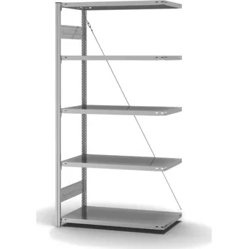 Dílenský regál Regál hofe, nástavné pole, 5 úrovní, křížová podpěra, zatížení pole 140 kg, 1010 x 535 x 2000 mm