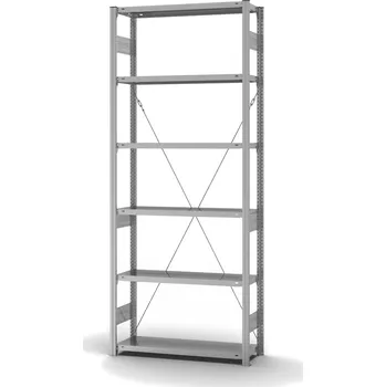 Dílenský regál Regál hofe, základní pole, 6 úrovní, křížová podpěra, zatížení pole 220 kg, 1060 x 335 x 2500 mm