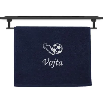 Ručník Malý ručník se jménem NA PŘÁNÍ tmavě modrý 30x50 Kopačka a míč