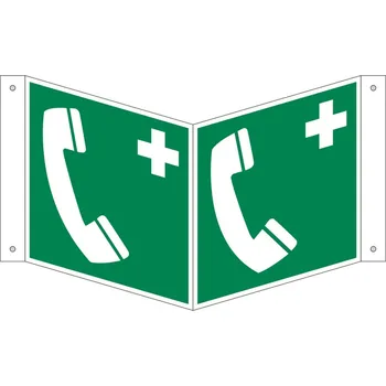 Úhlová tabulka Nouzový telefon, ISO 7010, z hliníku, 150 x 150 mm, BJ = 5 ks