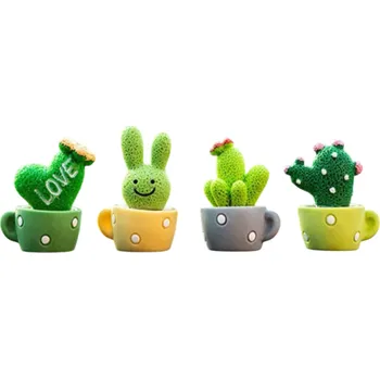4 ks/sada mini simulace sukulentních kaktusů Dekorace do auta Realistické umělé rostliny Interiérové ozdoby Originální autodoplňky