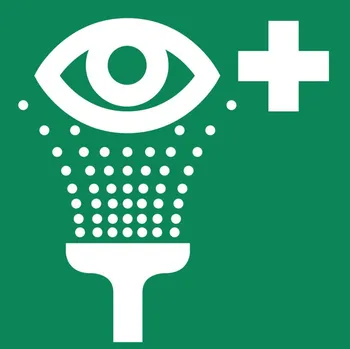 Informační cedule Zařízení pro výplach očí, ISO 7010, plast, 200 x 200 mm, BJ = 10 ks