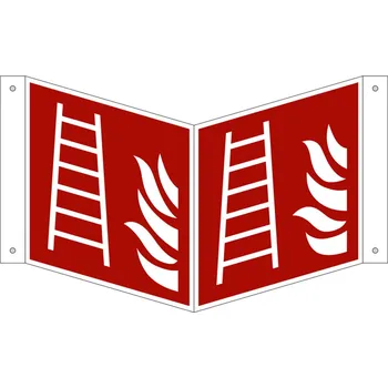 Úhlová tabulka požární ochrany Žebřík, ISO 7010, z hliníku, 150 x 150 mm, BJ = 5 ks