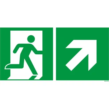 Bezpečnostní tabulka Únikový východ vpravo nahoru, ISO 7010, fólie, 400 x 200 mm, BJ = 10 kusů