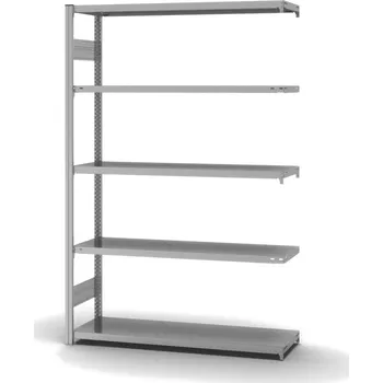Dílenský regál Policový regál hofe, nástavné pole, 5 úrovní, zatížení pole 215 kg, 1310 x 435 x 2000 mm