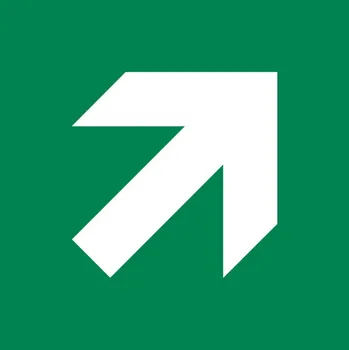 Bezpečnostní tabulka Směrová šipka šikmo, ISO 3864, z plastu, 150 x 150 mm, BJ = 10 kusů