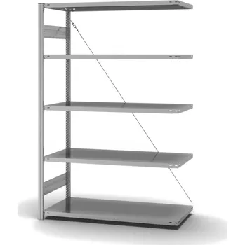 Dílenský regál Regál hofe, nástavné pole, 5 úrovní, křížová podpěra, zatížení pole 240 kg, 1310 x 635 x 2000 mm