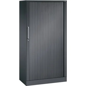 Jednací stůl Žaluziová skříň do kanceláře C+P Asisto, 800 x 435 x 1621 mm, černošedá