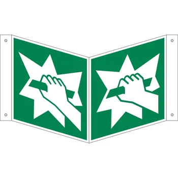 Úhlová tabulka Zařízení pro nouzový východ, ISO 7010, z hliníku, 150 x 150 mm, BJ = 5 ks